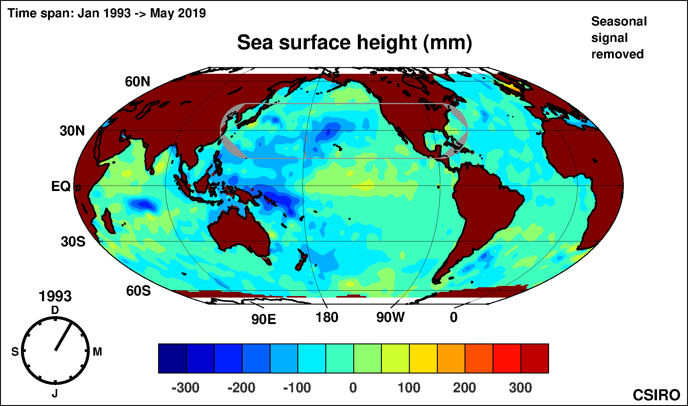 Sea surface height 1993-2010