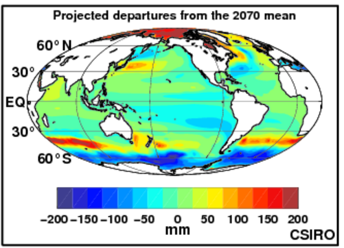 SRES A1B projected departures for 2070